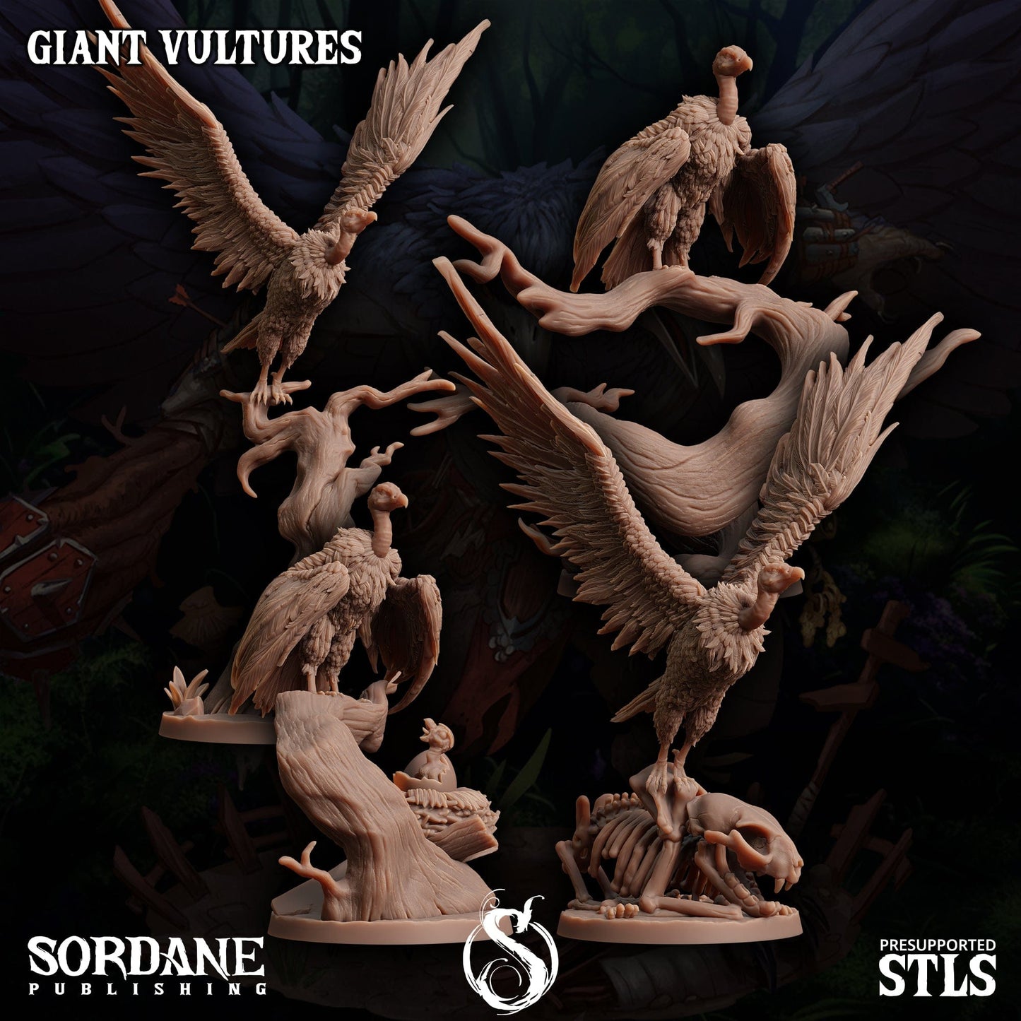 3D Printed Sordane Publishing Giant Vultures Set Burrows Below 28 32mm D&D - 3D Printing Boss 