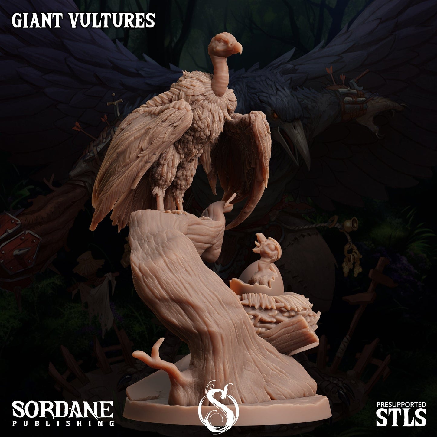 3D Printed Sordane Publishing Giant Vultures Set Burrows Below 28 32mm D&D - 3D Printing Boss 