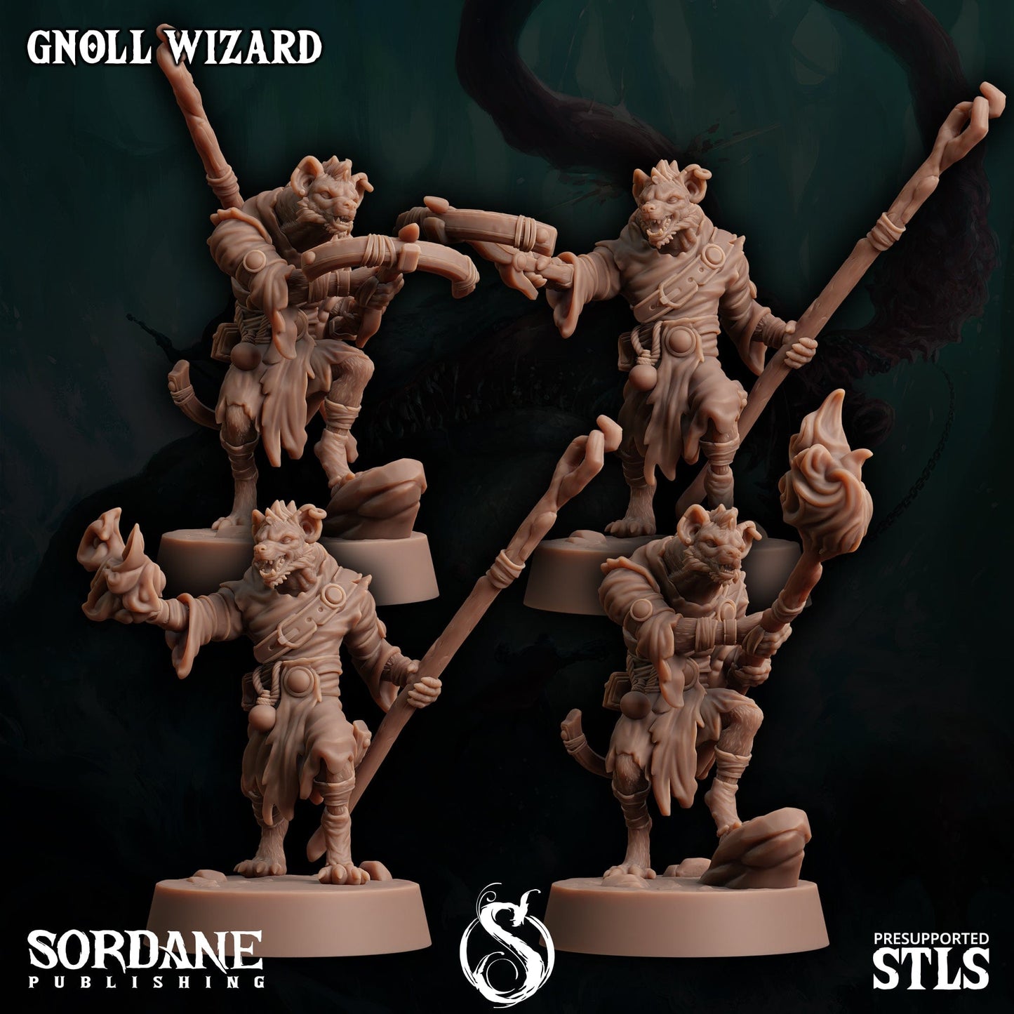 3D Printed Sordane Publishing Gnoll Wizard 28 32mm D&D - 3D Printing Boss 