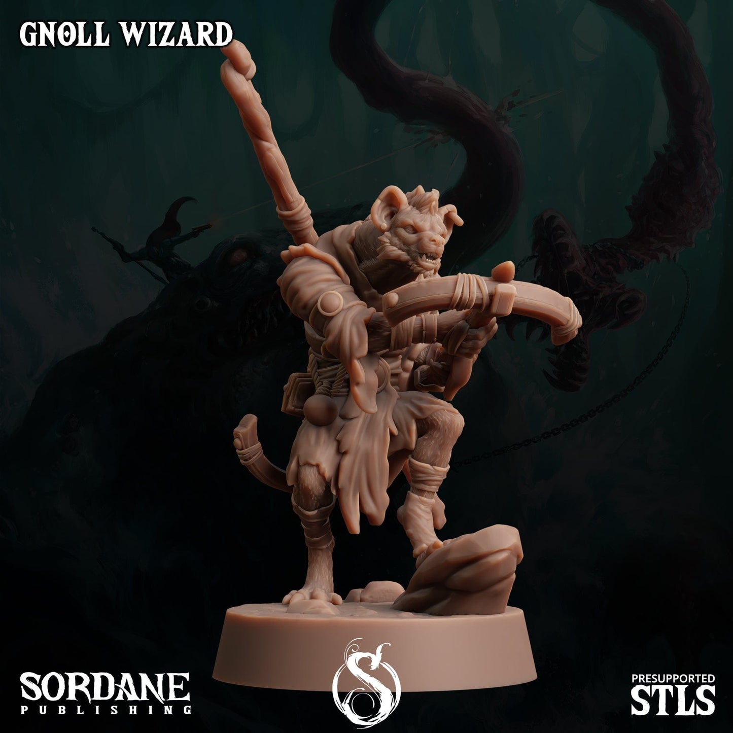 3D Printed Sordane Publishing Gnoll Wizard 28 32mm D&D - 3D Printing Boss 