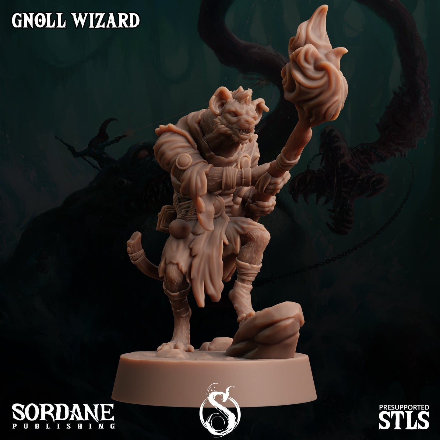 3D Printed Sordane Publishing Gnoll Wizard 28 32mm D&D - 3D Printing Boss 