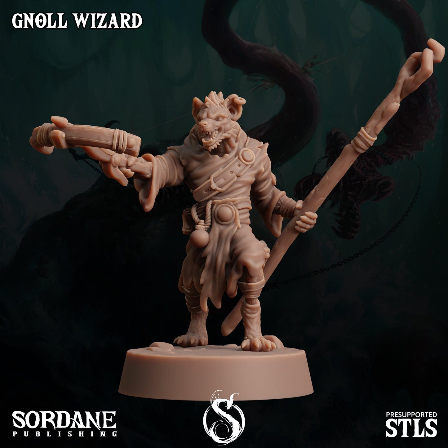 3D Printed Sordane Publishing Gnoll Wizard 28 32mm D&D - 3D Printing Boss 