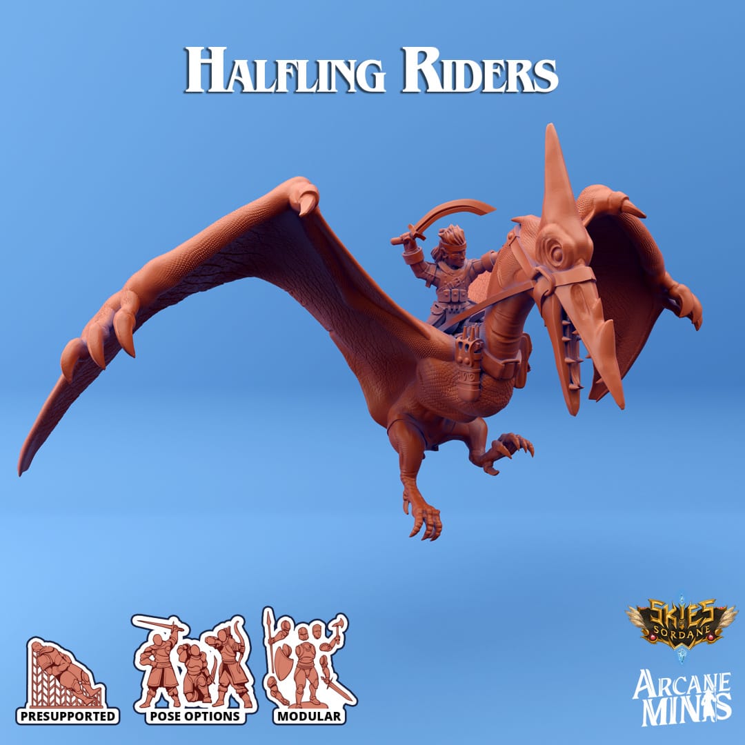 3D Printed Sordane Publishing - Halfling Rider 3 28 32mm D&D - 3D Printing Boss 