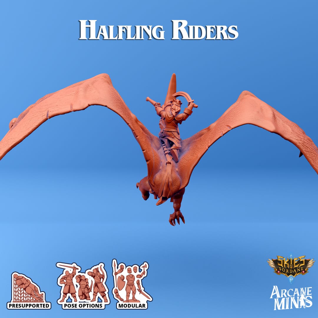 3D Printed Sordane Publishing - Halfling Rider 3 28 32mm D&D - 3D Printing Boss 