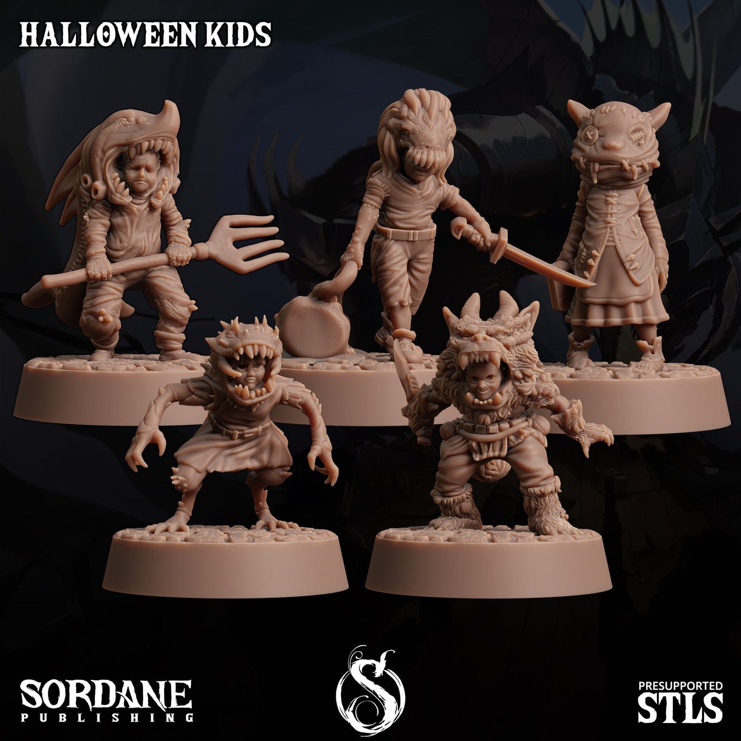 3D Printed Sordane Publishing Halloween Kids 28 32mm D&D - 3D Printing Boss 