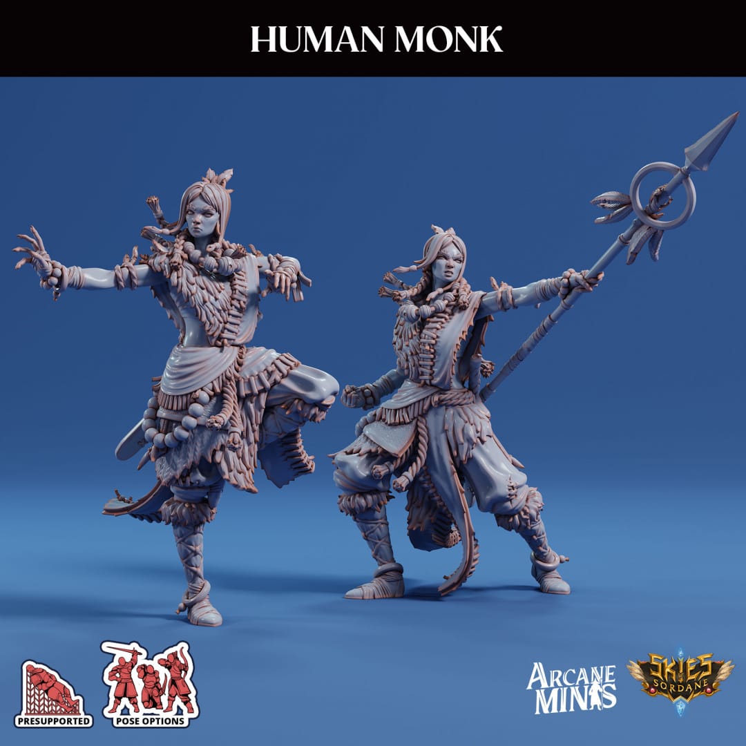 3D Printed Sordane Publishing Human Monk Female 28 32mm D&D - 3D Printing Boss 