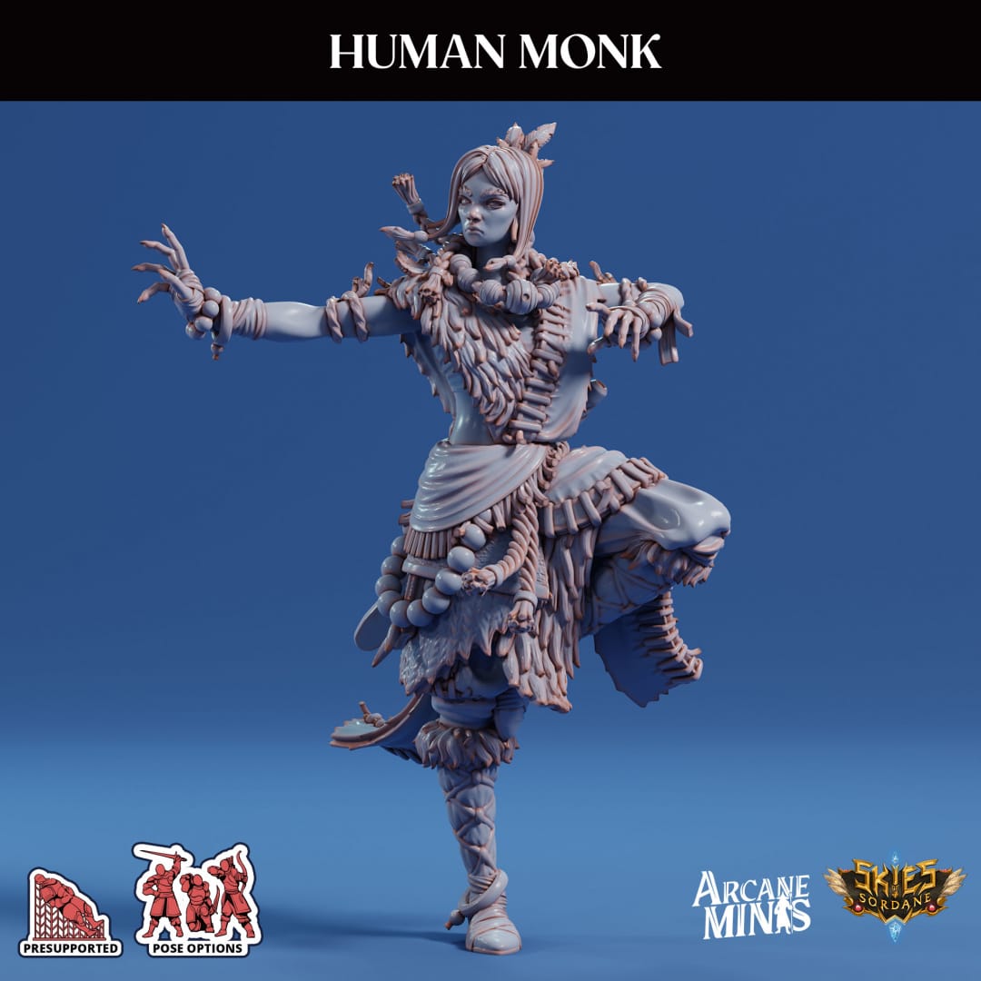 3D Printed Sordane Publishing Human Monk Female 28 32mm D&D - 3D Printing Boss 