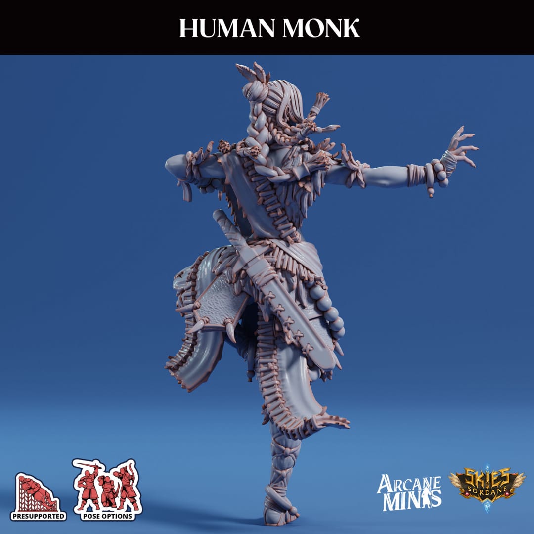3D Printed Sordane Publishing Human Monk Female 28 32mm D&D - 3D Printing Boss 