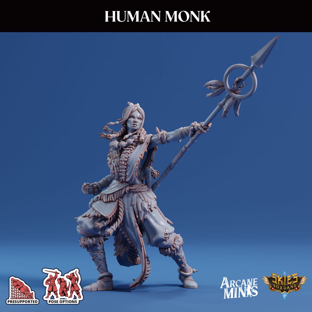 3D Printed Sordane Publishing Human Monk Female 28 32mm D&D - 3D Printing Boss 