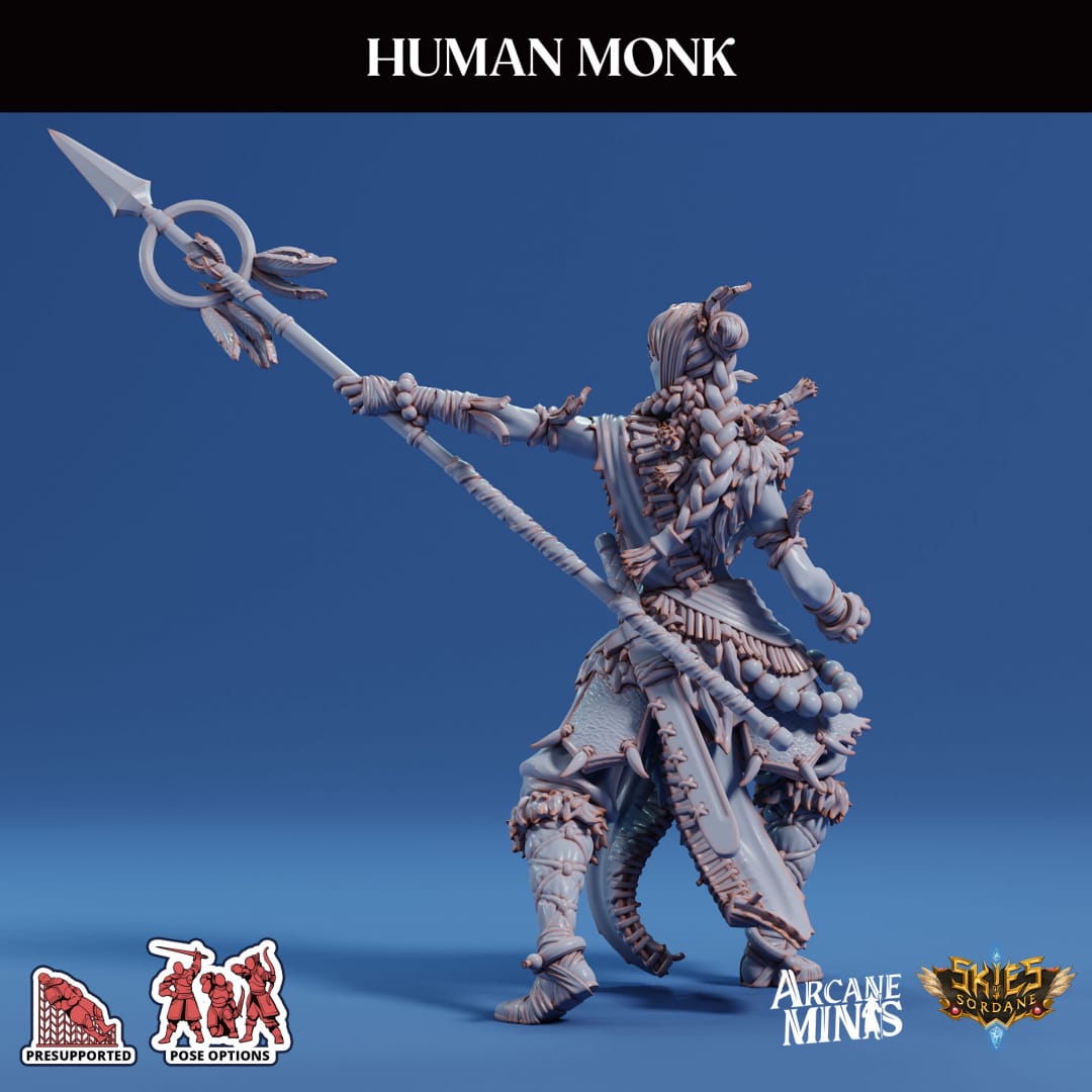 3D Printed Sordane Publishing Human Monk Female 28 32mm D&D - 3D Printing Boss 