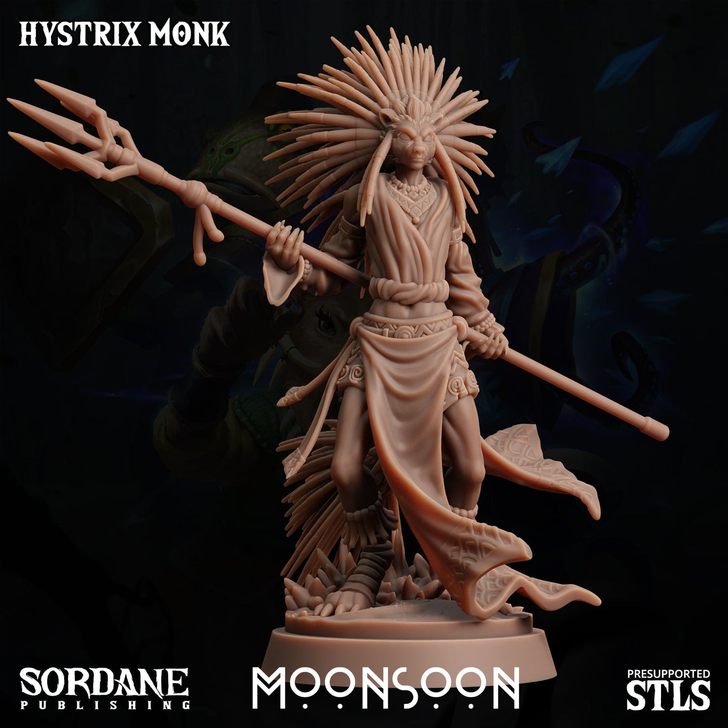 3D Printed Sordane Publishing Hystrix Monk Moonsoon 28 32mm D&D - 3D Printing Boss 