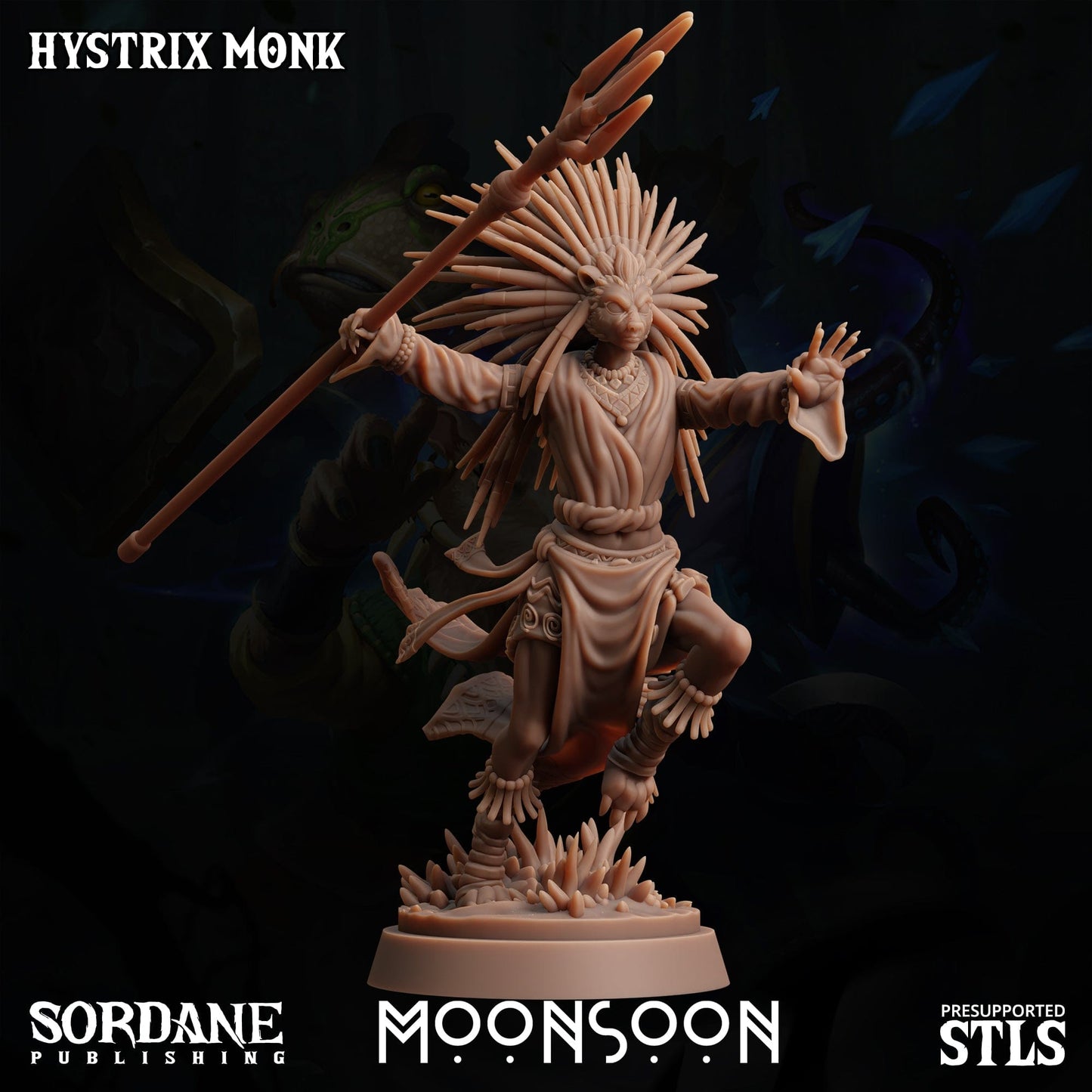 3D Printed Sordane Publishing Hystrix Monk Moonsoon 28 32mm D&D - 3D Printing Boss 