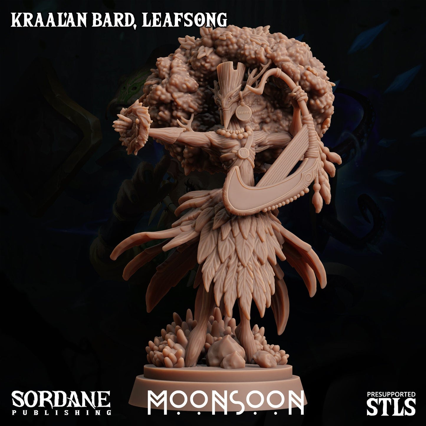 3D Printed Sordane Publishing Kraal'an Bard Leafsong Moonsoon 28 32mm D&D - 3D Printing Boss 