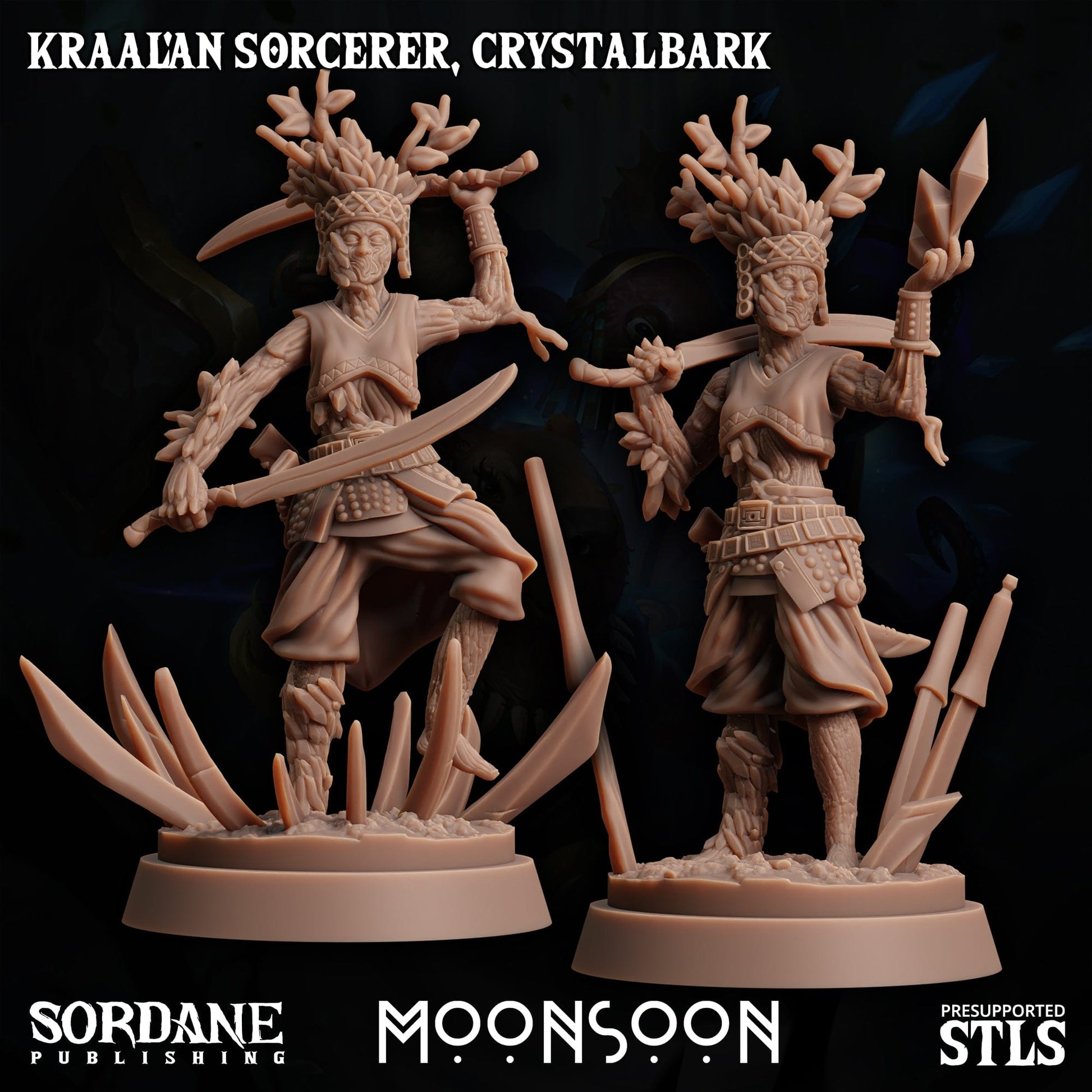 3D Printed Sordane Publishing Kraal'an Sorcerer Crystalbark Moonsoon 28 32mm D&D - 3D Printing Boss 