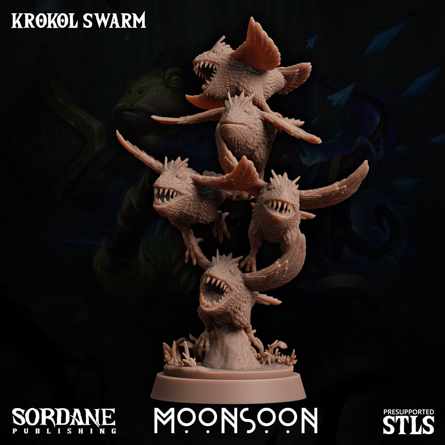 3D Printed Sordane Publishing Krokol Swarm Moonsoon 28 32mm D&D - 3D Printing Boss 