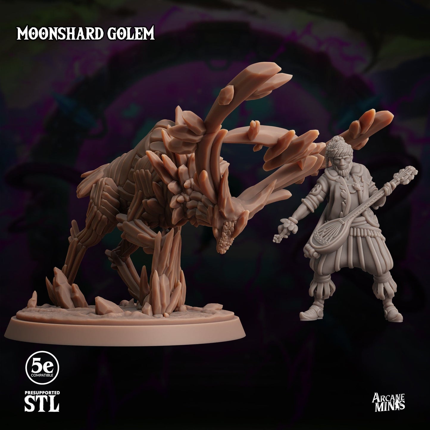 3D Printed Sordane Publishing Moonshard Golem Moonsoon 28 32mm D&D - 3D Printing Boss 