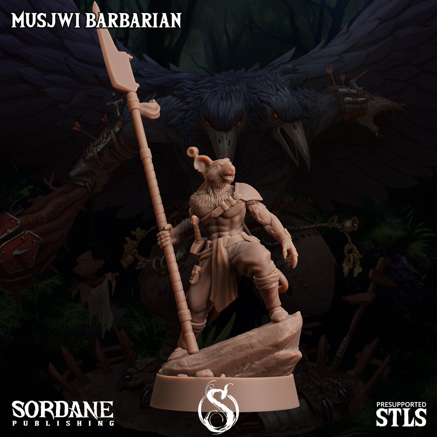 3D Printed Sordane Publishing Musjwi Barbarian Burrows Below 28 32mm D&D - 3D Printing Boss 