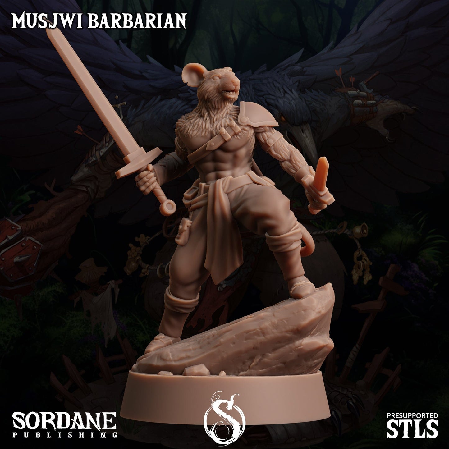 3D Printed Sordane Publishing Musjwi Barbarian Burrows Below 28 32mm D&D - 3D Printing Boss 