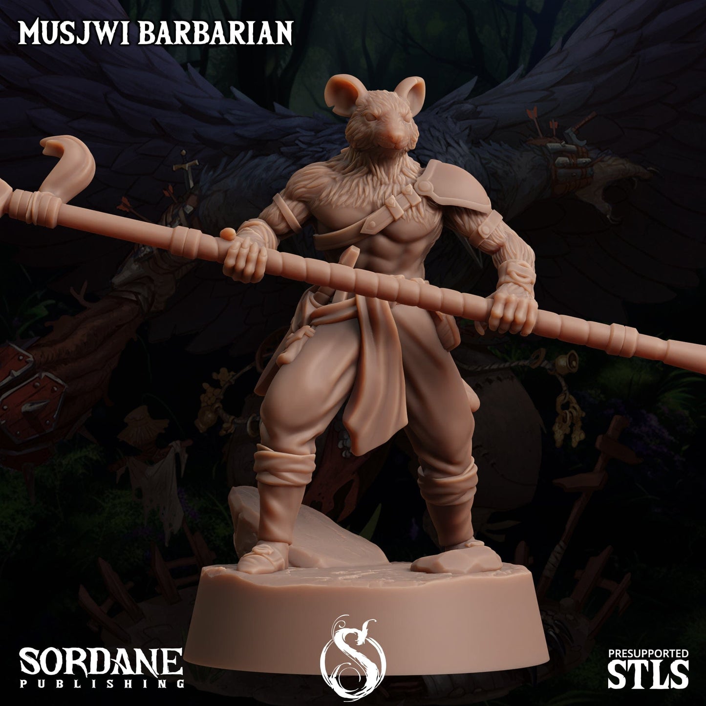 3D Printed Sordane Publishing Musjwi Barbarian Burrows Below 28 32mm D&D - 3D Printing Boss 