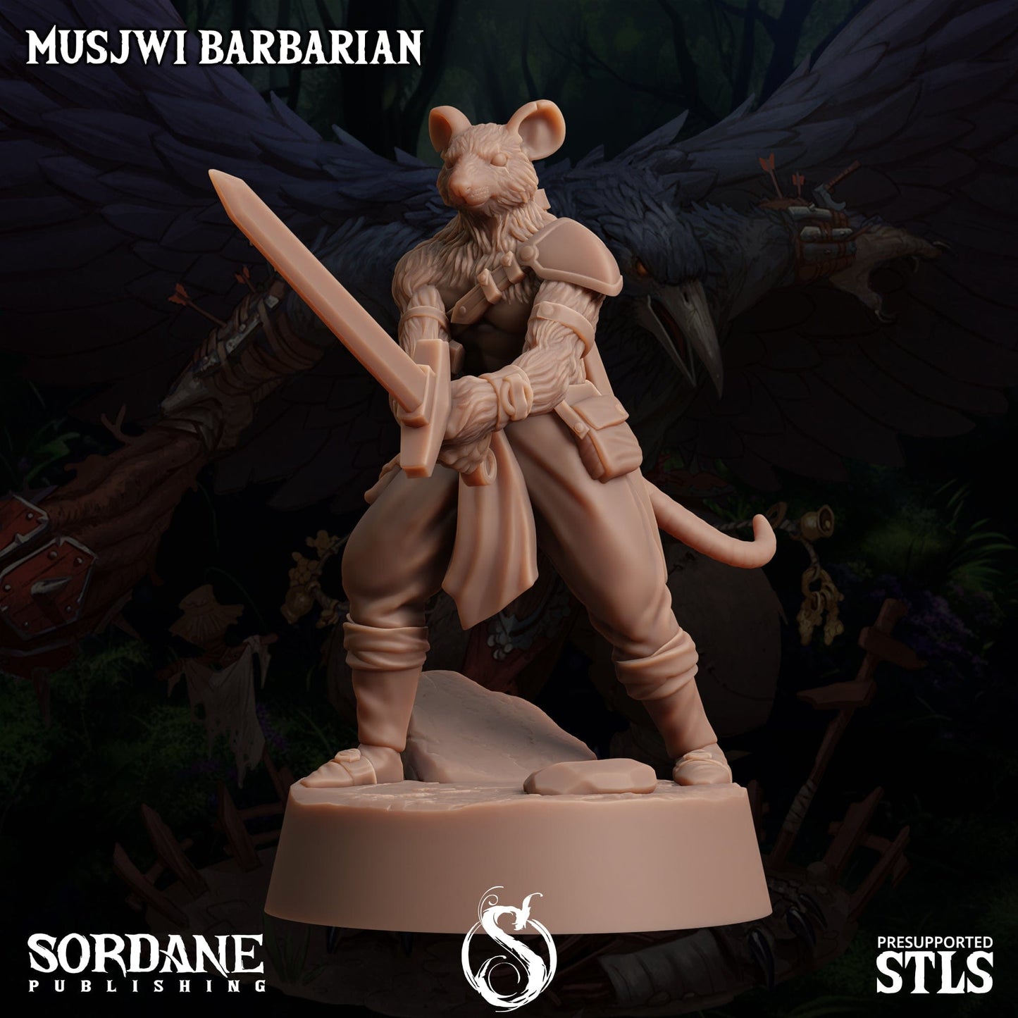 3D Printed Sordane Publishing Musjwi Barbarian Burrows Below 28 32mm D&D - 3D Printing Boss 