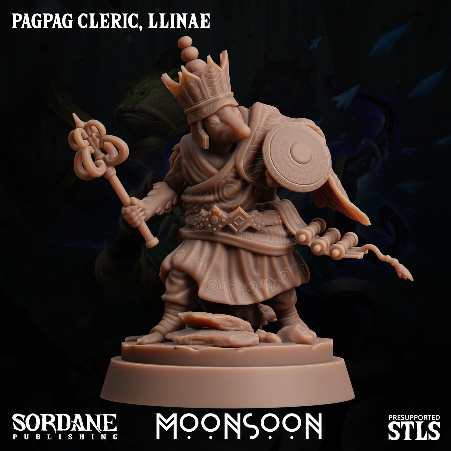 3D Printed Sordane Publishing Pagpag Cleric, Llinae Moonsoon 28 32mm D&D - 3D Printing Boss 