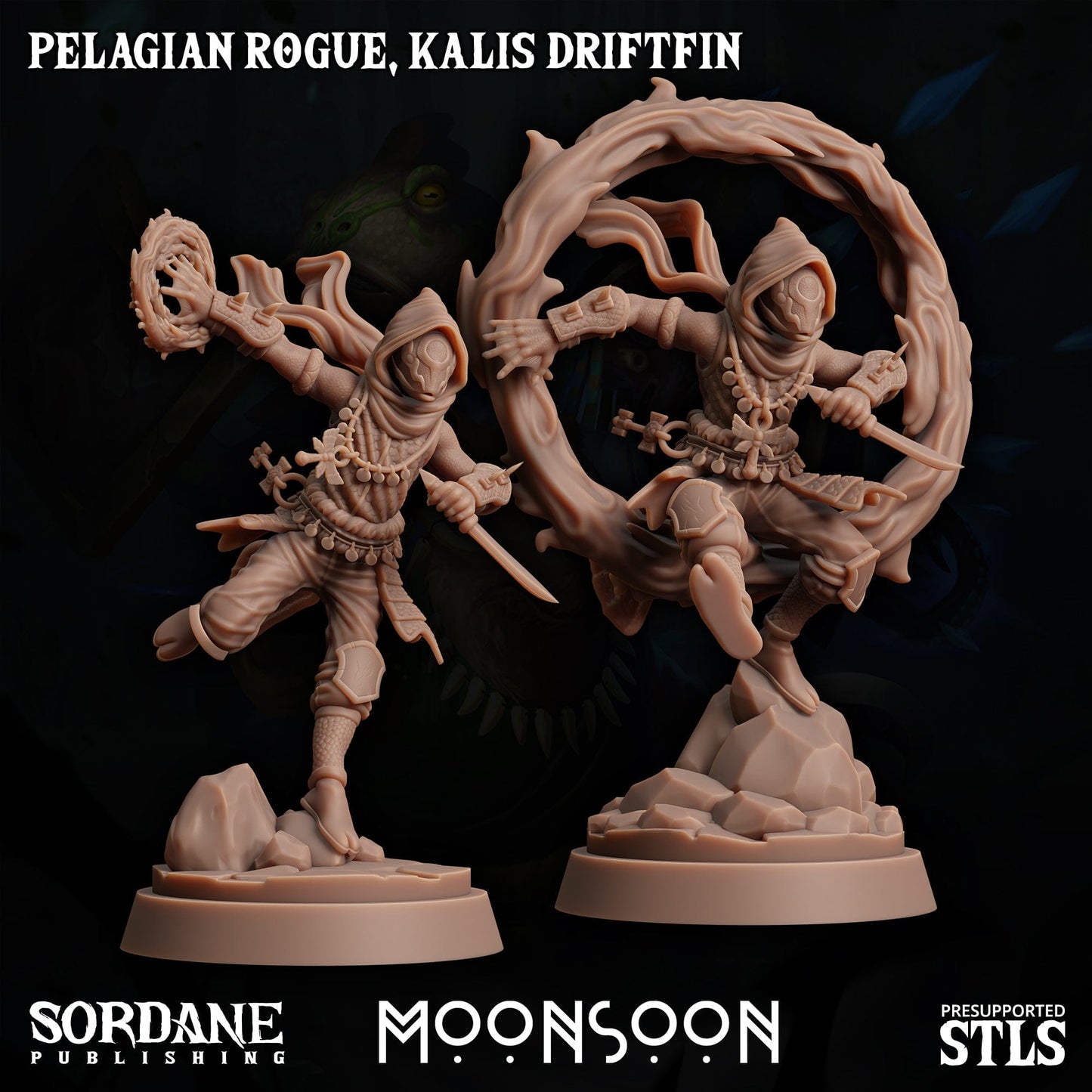 3D Printed Sordane Publishing Pelagian Rogue Kalis Driftfin 28 32mm D&D - 3D Printing Boss 