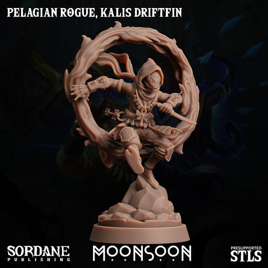 3D Printed Sordane Publishing Pelagian Rogue Kalis Driftfin 28 32mm D&D - 3D Printing Boss 