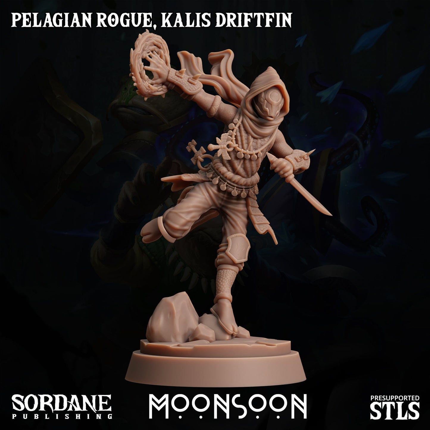 3D Printed Sordane Publishing Pelagian Rogue Kalis Driftfin 28 32mm D&D - 3D Printing Boss 