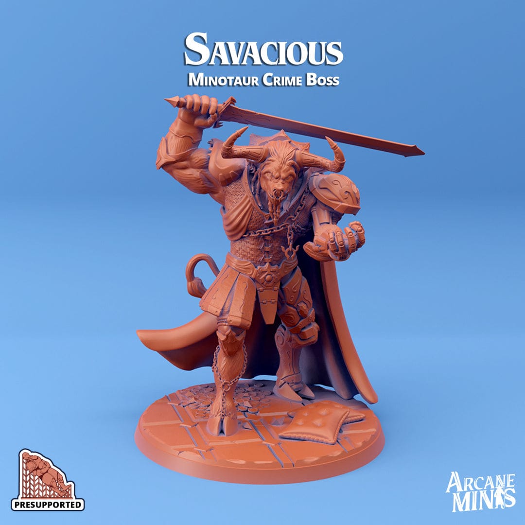 3D Printed Sordane Publishing Savasious Minotaur Crime Boss Sordane Stories Wreck of the Pioneer 28 32mm D&D - 3D Printing Boss 