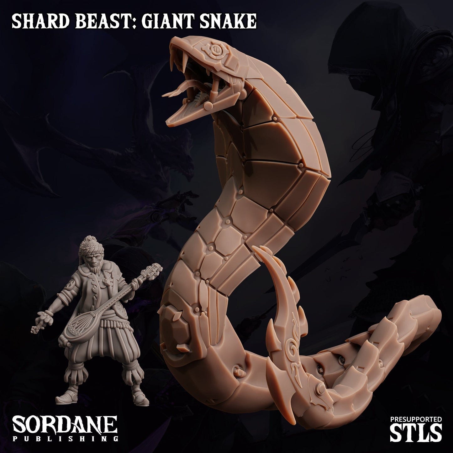 3D Printed Sordane Publishing Shard Beast Giant Snake The Unassembly Line 28 32mm D&D - 3D Printing Boss 