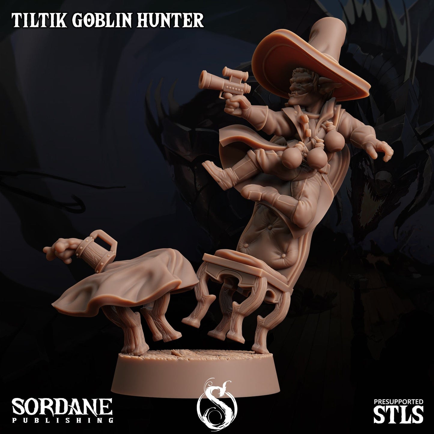 3D Printed Sordane Publishing Tiltik Goblin Hunter 28 32mm D&D - 3D Printing Boss 