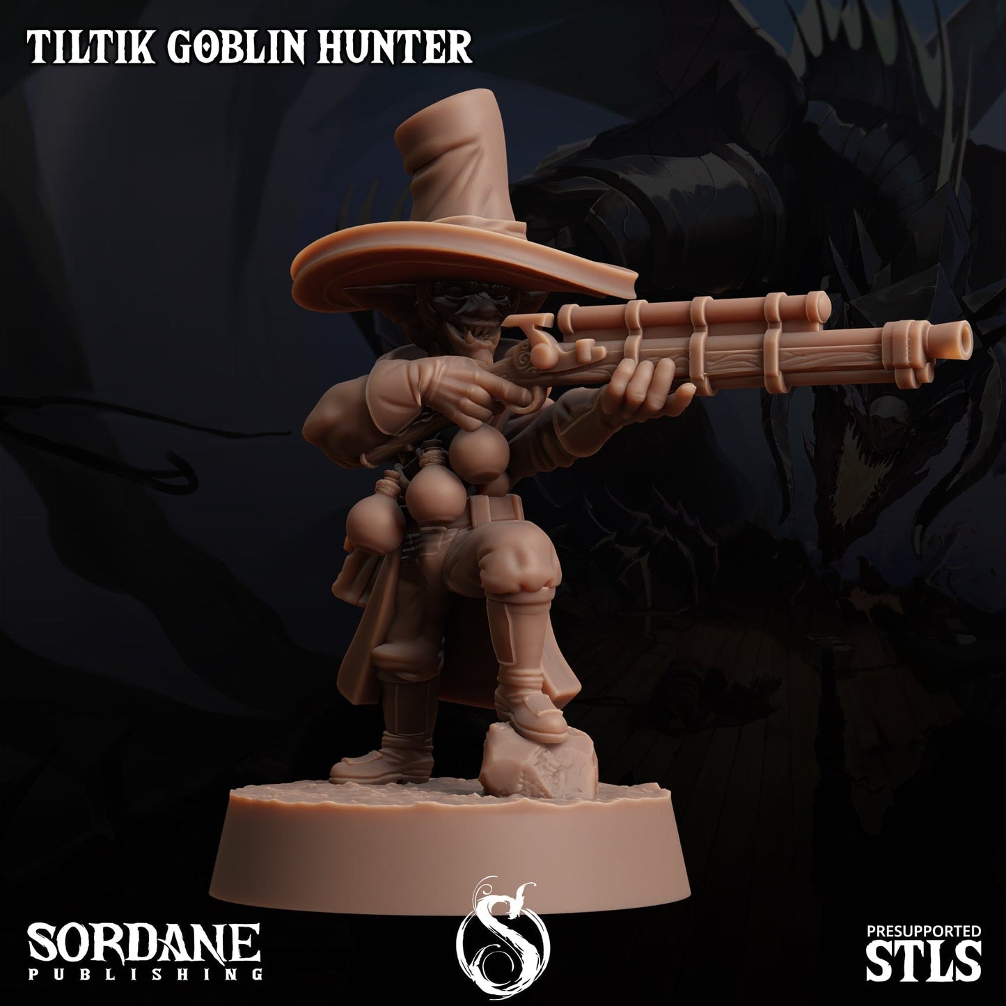 3D Printed Sordane Publishing Tiltik Goblin Hunter 28 32mm D&D - 3D Printing Boss 