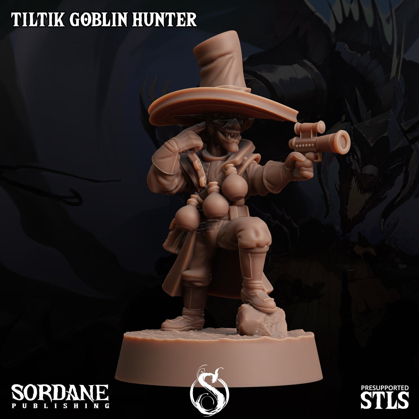 3D Printed Sordane Publishing Tiltik Goblin Hunter 28 32mm D&D - 3D Printing Boss 