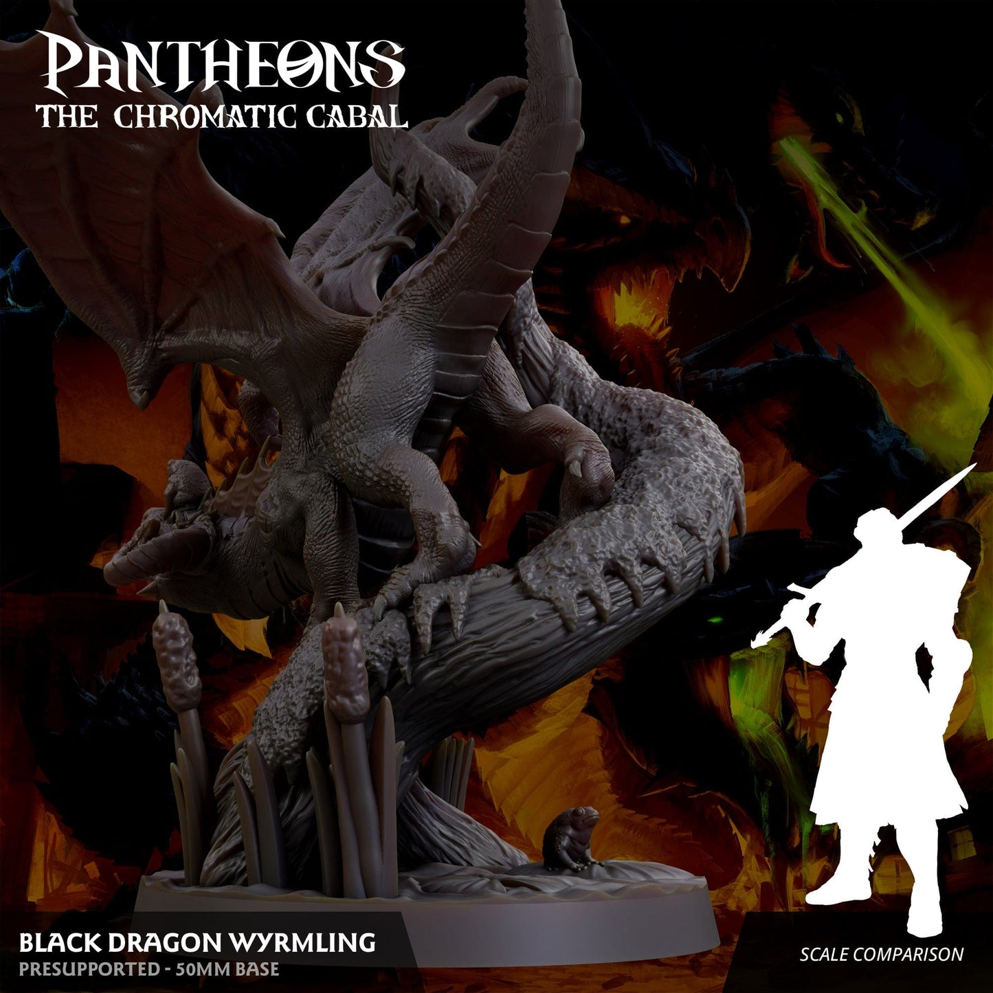3D Printed Sordane Publishing Wyrmling Black Dragon Pantheons - The Chromatic Cabal 28 32mm D&D - 3D Printing Boss 