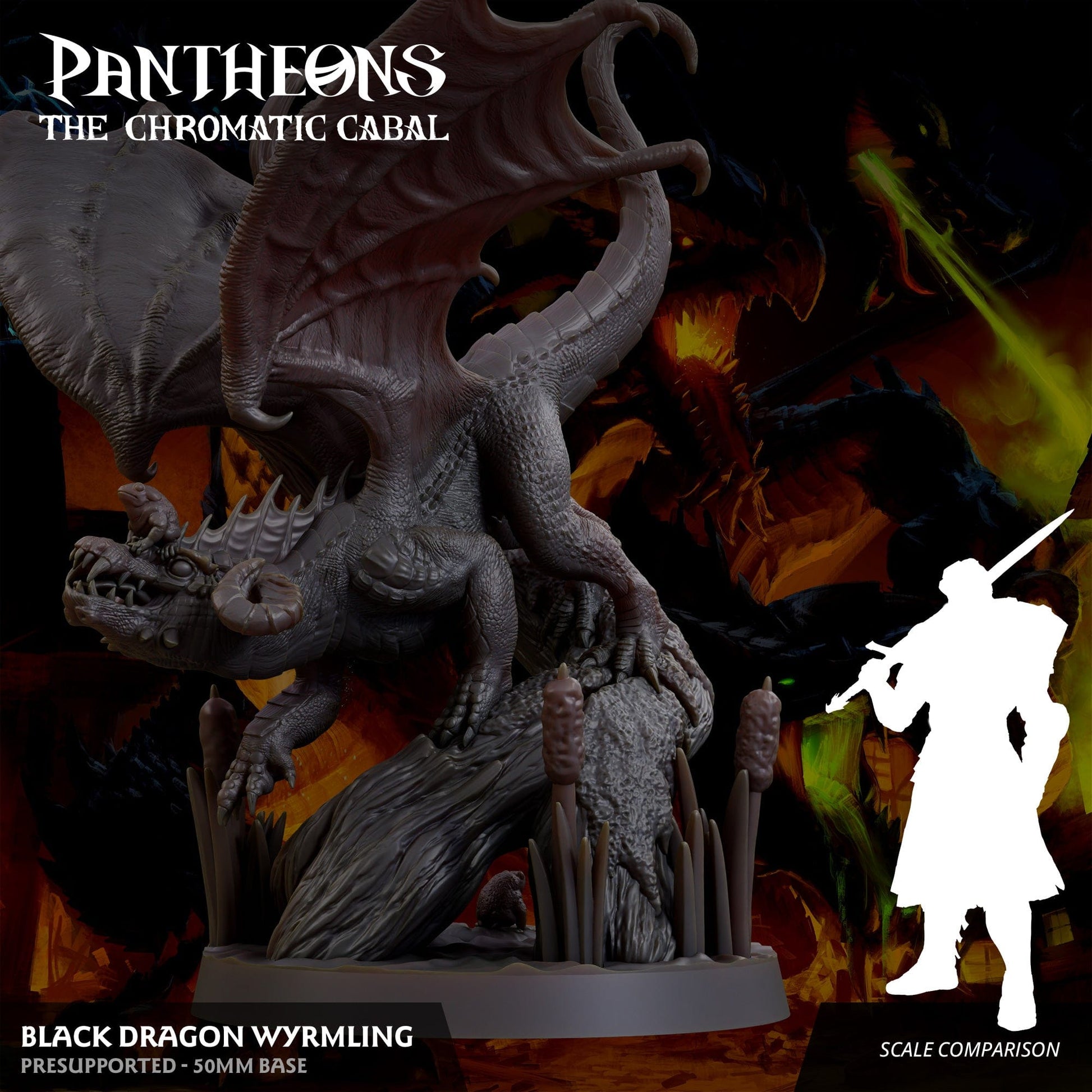 3D Printed Sordane Publishing Wyrmling Black Dragon Pantheons - The Chromatic Cabal 28 32mm D&D - 3D Printing Boss 