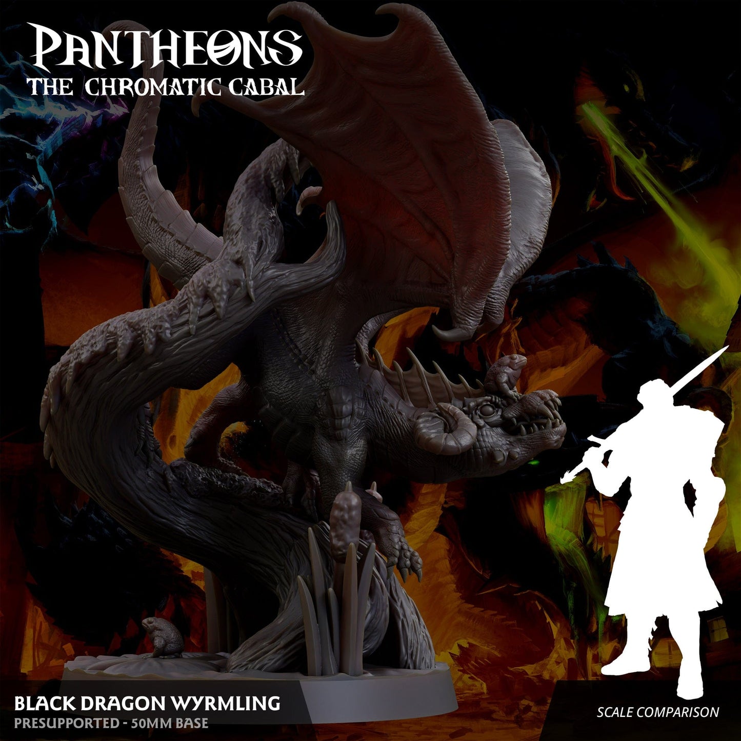 3D Printed Sordane Publishing Wyrmling Black Dragon Pantheons - The Chromatic Cabal 28 32mm D&D - 3D Printing Boss 