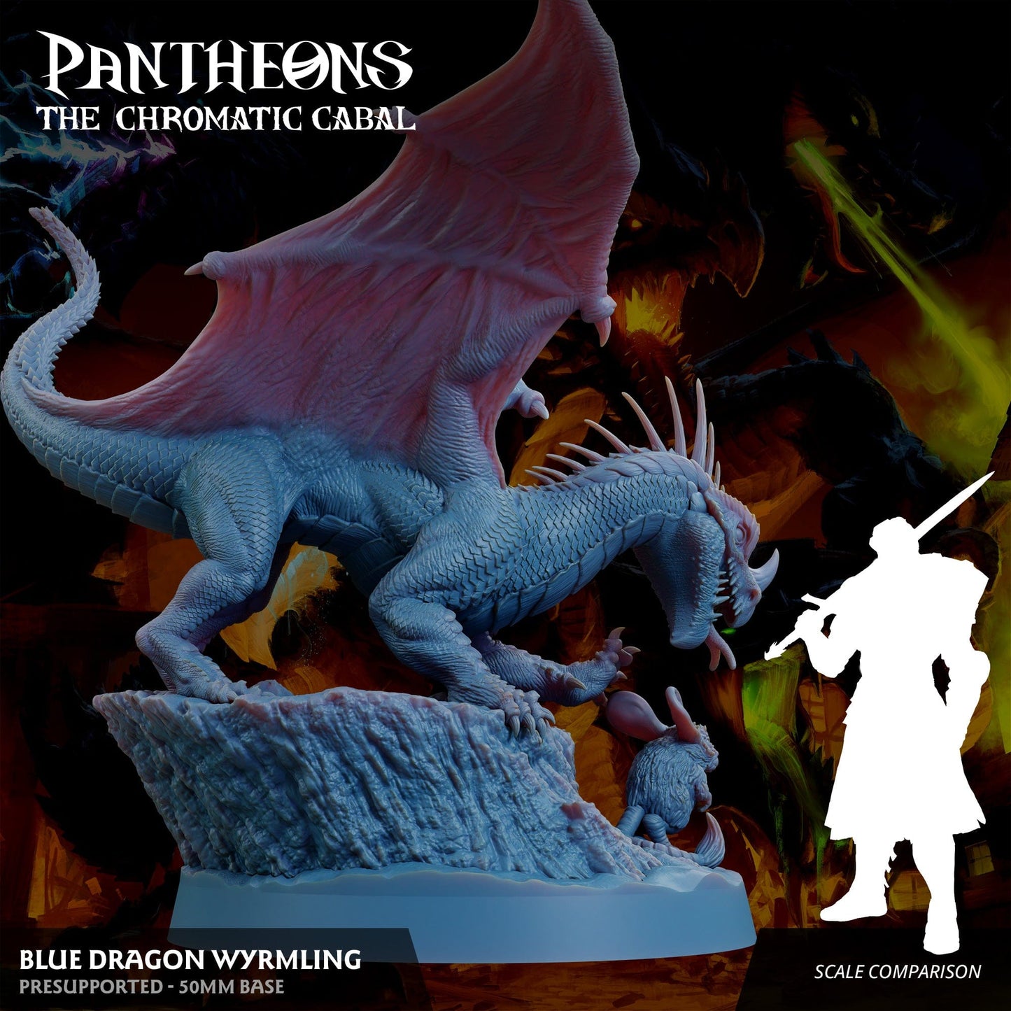 3D Printed Sordane Publishing Wyrmling Blue Dragon Pantheons - The Chromatic Cabal 28 32mm D&D - 3D Printing Boss 