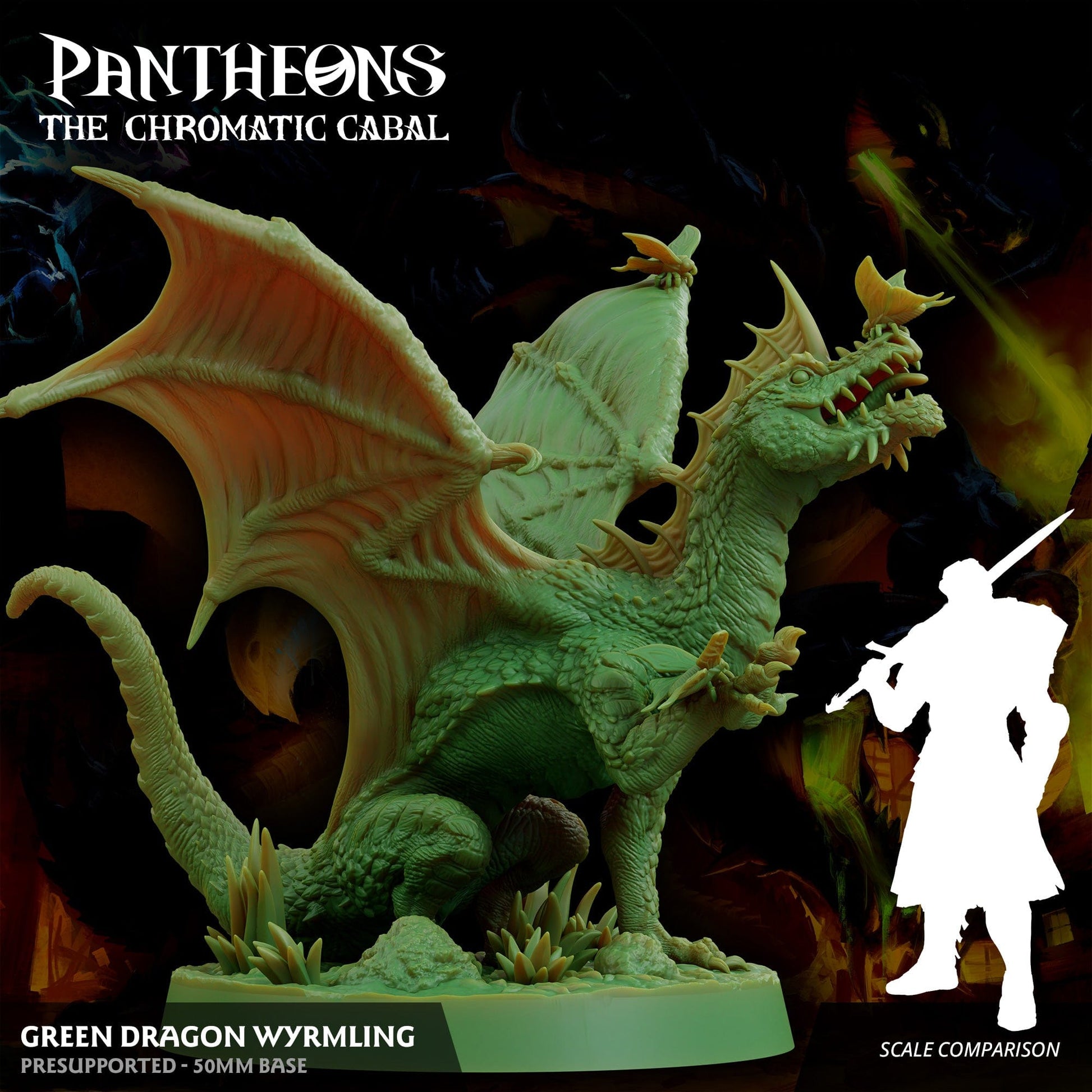 3D Printed Sordane Publishing Wyrmling Green Dragon Pantheons - The Chromatic Cabal 28 32mm D&D - 3D Printing Boss 