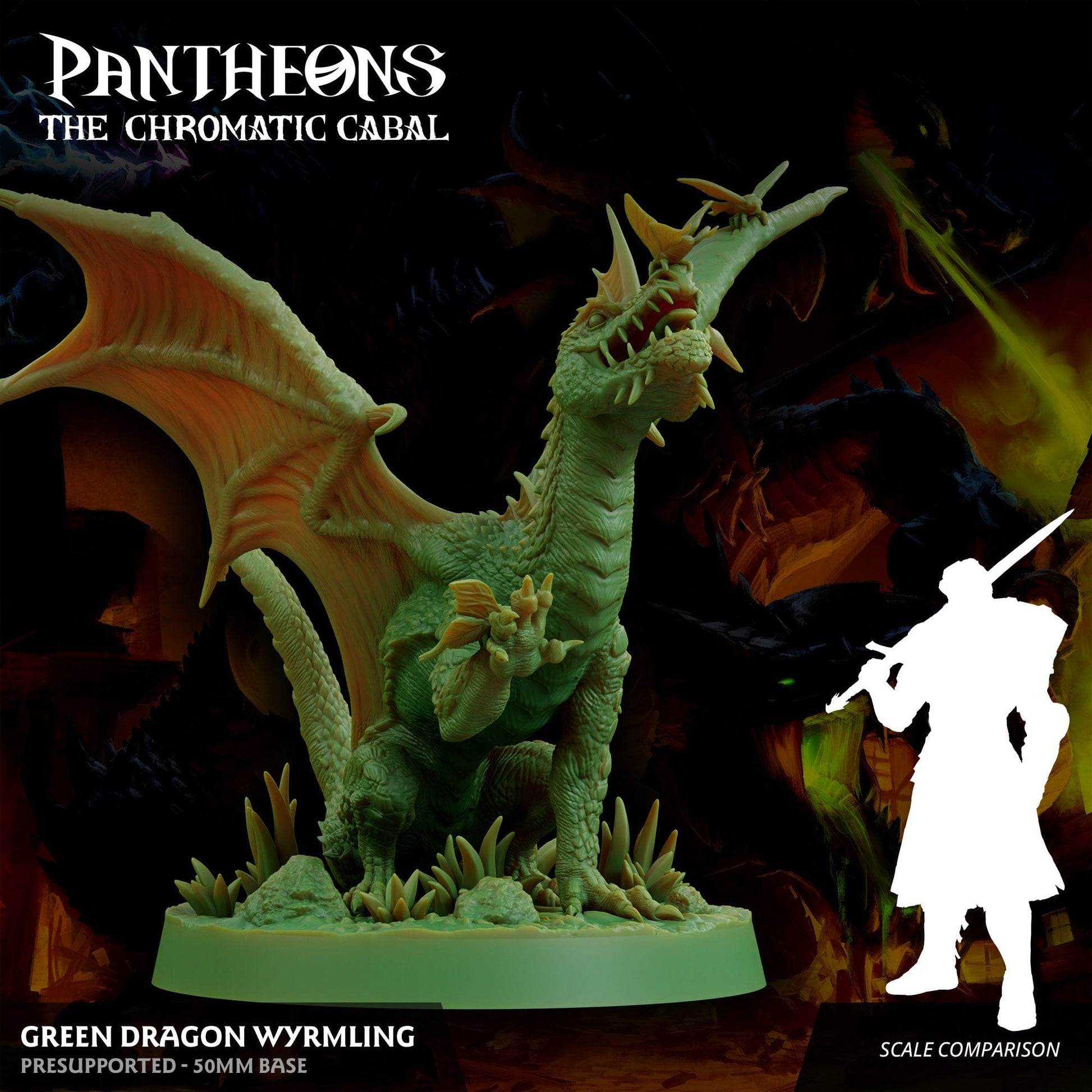 3D Printed Sordane Publishing Wyrmling Green Dragon Pantheons - The Chromatic Cabal 28 32mm D&D - 3D Printing Boss 
