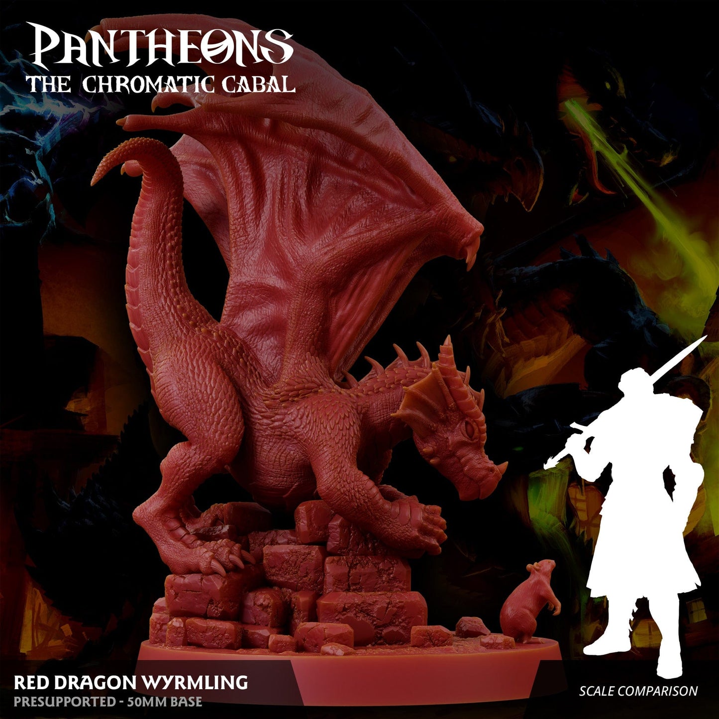3D Printed Sordane Publishing Wyrmling Red Dragon Pantheons - The Chromatic Cabal 28 32mm D&D - 3D Printing Boss 