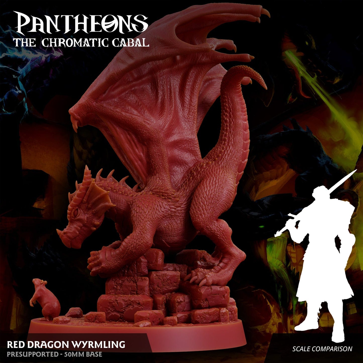 3D Printed Sordane Publishing Wyrmling Red Dragon Pantheons - The Chromatic Cabal 28 32mm D&D - 3D Printing Boss 