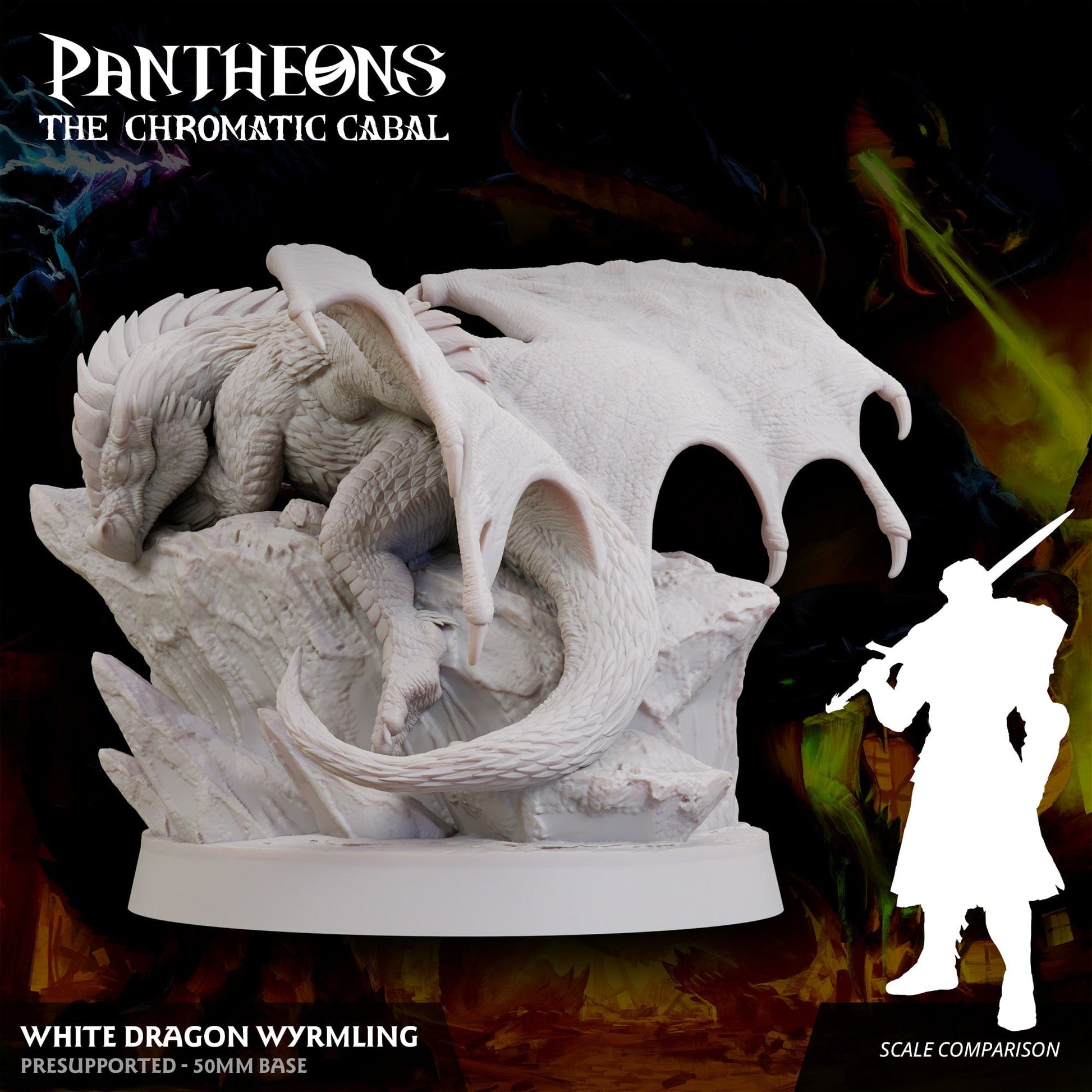 3D Printed Sordane Publishing Wyrmling White Dragon Pantheons - The Chromatic Cabal 28 32mm D&D - 3D Printing Boss 