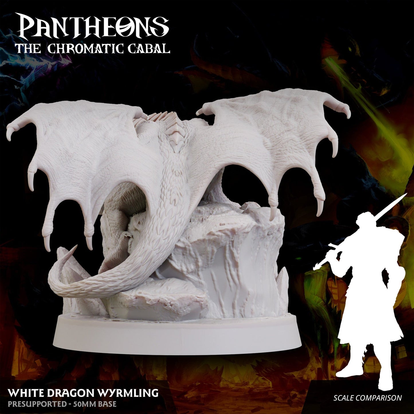 3D Printed Sordane Publishing Wyrmling White Dragon Pantheons - The Chromatic Cabal 28 32mm D&D - 3D Printing Boss 