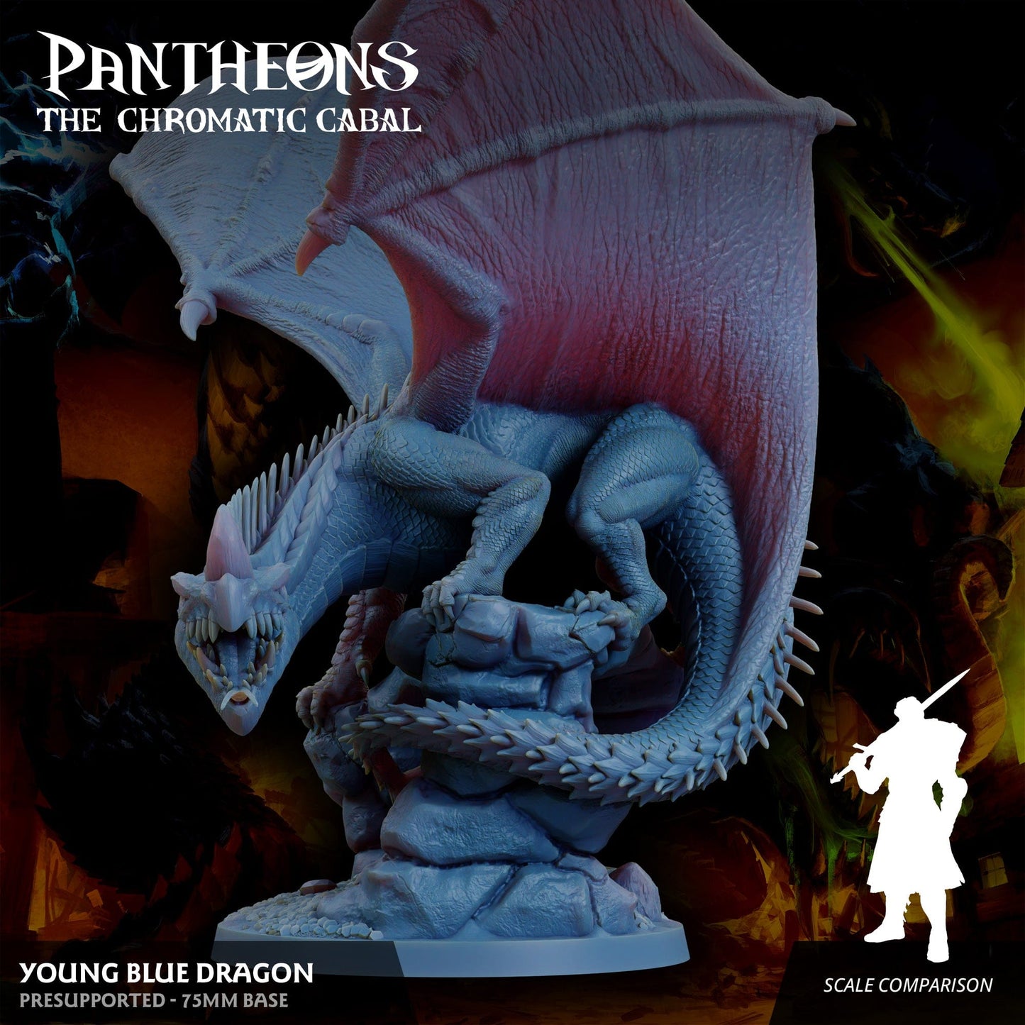 3D Printed Sordane Publishing Young Blue Dragon Pantheons The Chromatic Cabal 28 32mm D&D - 3D Printing Boss 