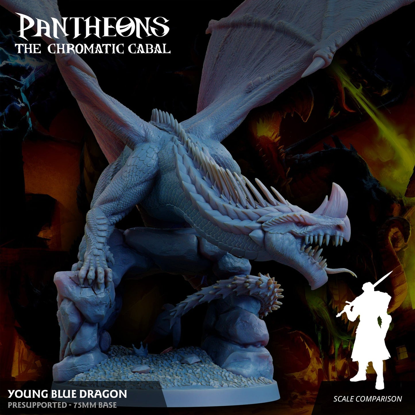 3D Printed Sordane Publishing Young Blue Dragon Pantheons The Chromatic Cabal 28 32mm D&D - 3D Printing Boss 