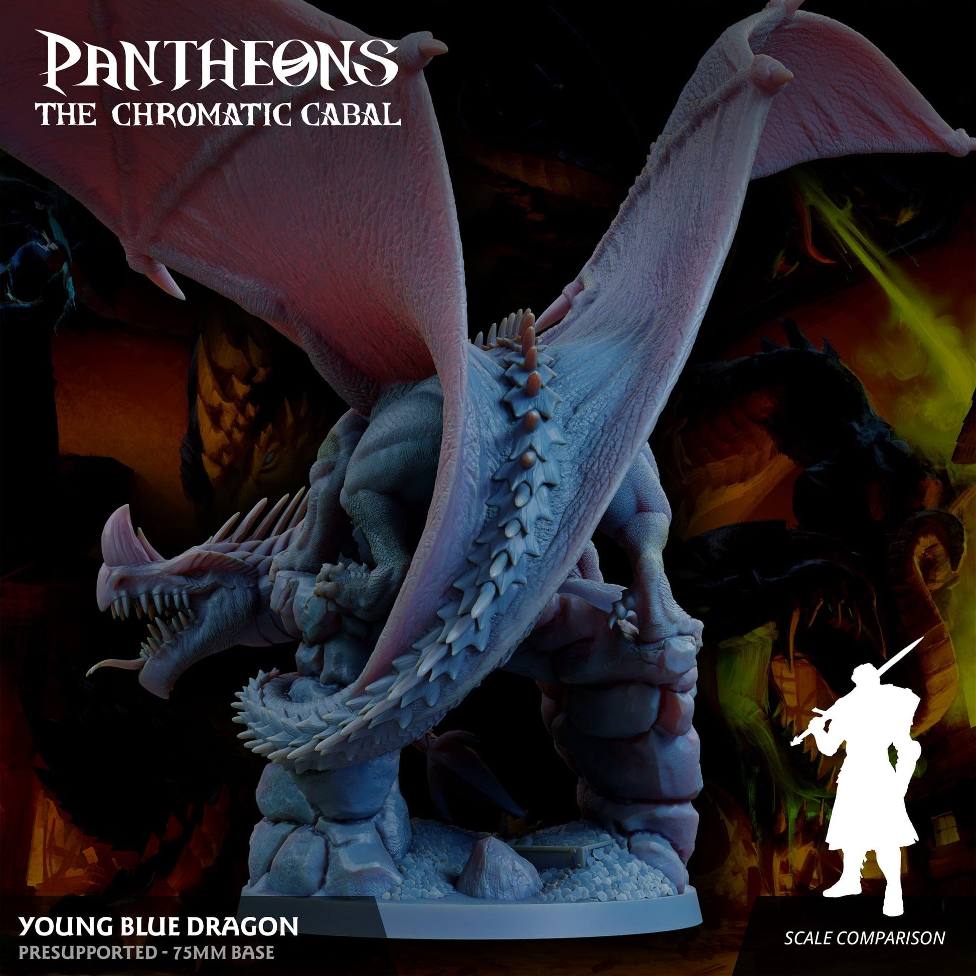 3D Printed Sordane Publishing Young Blue Dragon Pantheons The Chromatic Cabal 28 32mm D&D - 3D Printing Boss 