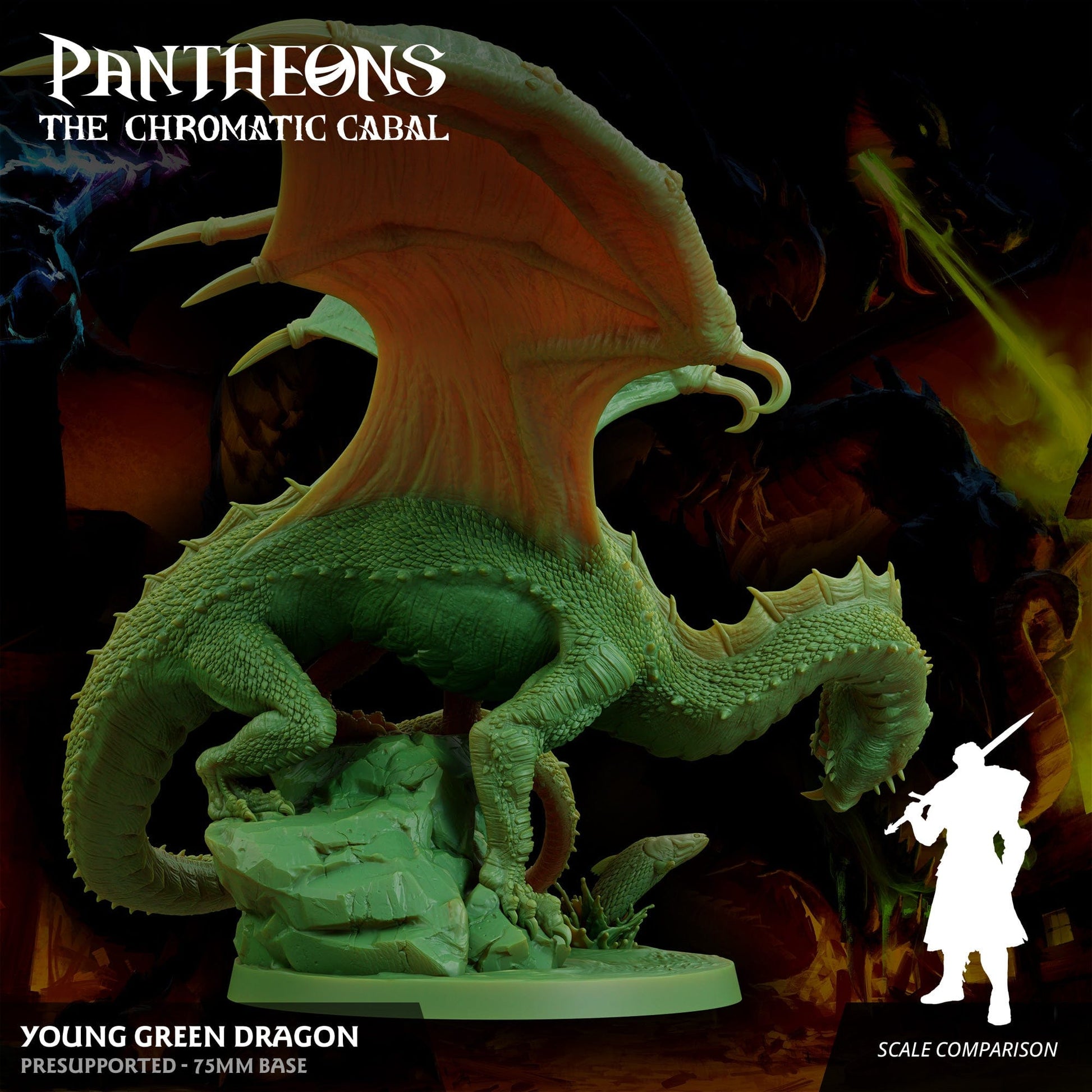 3D Printed Sordane Publishing Young Green Dragon Pantheons The Chromatic Cabal 28 32mm D&D - 3D Printing Boss 