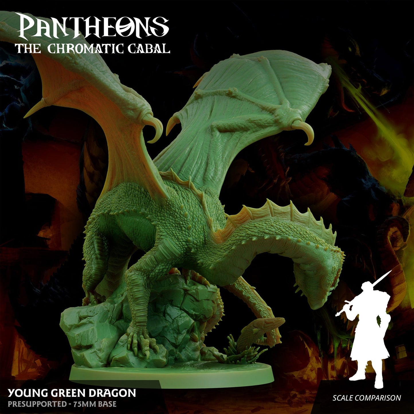 3D Printed Sordane Publishing Young Green Dragon Pantheons The Chromatic Cabal 28 32mm D&D - 3D Printing Boss 
