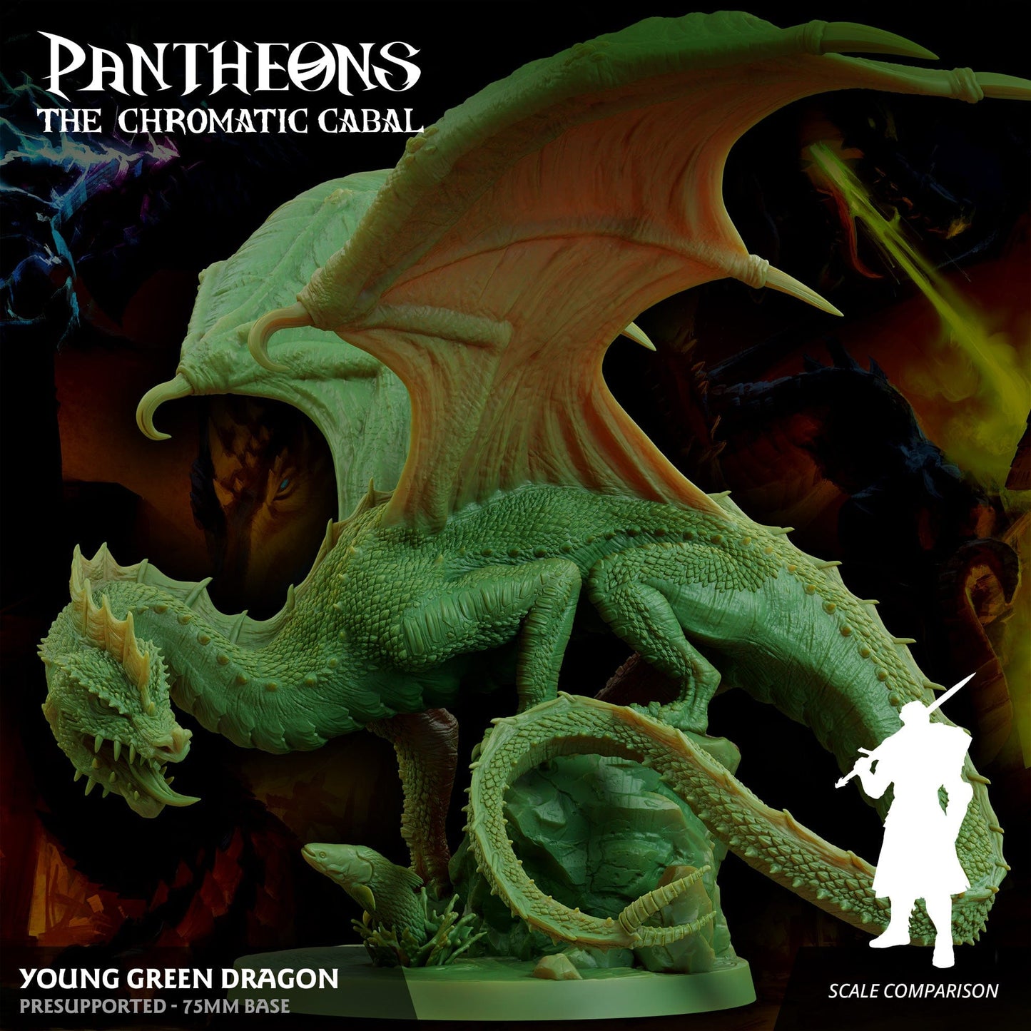 3D Printed Sordane Publishing Young Green Dragon Pantheons The Chromatic Cabal 28 32mm D&D - 3D Printing Boss 