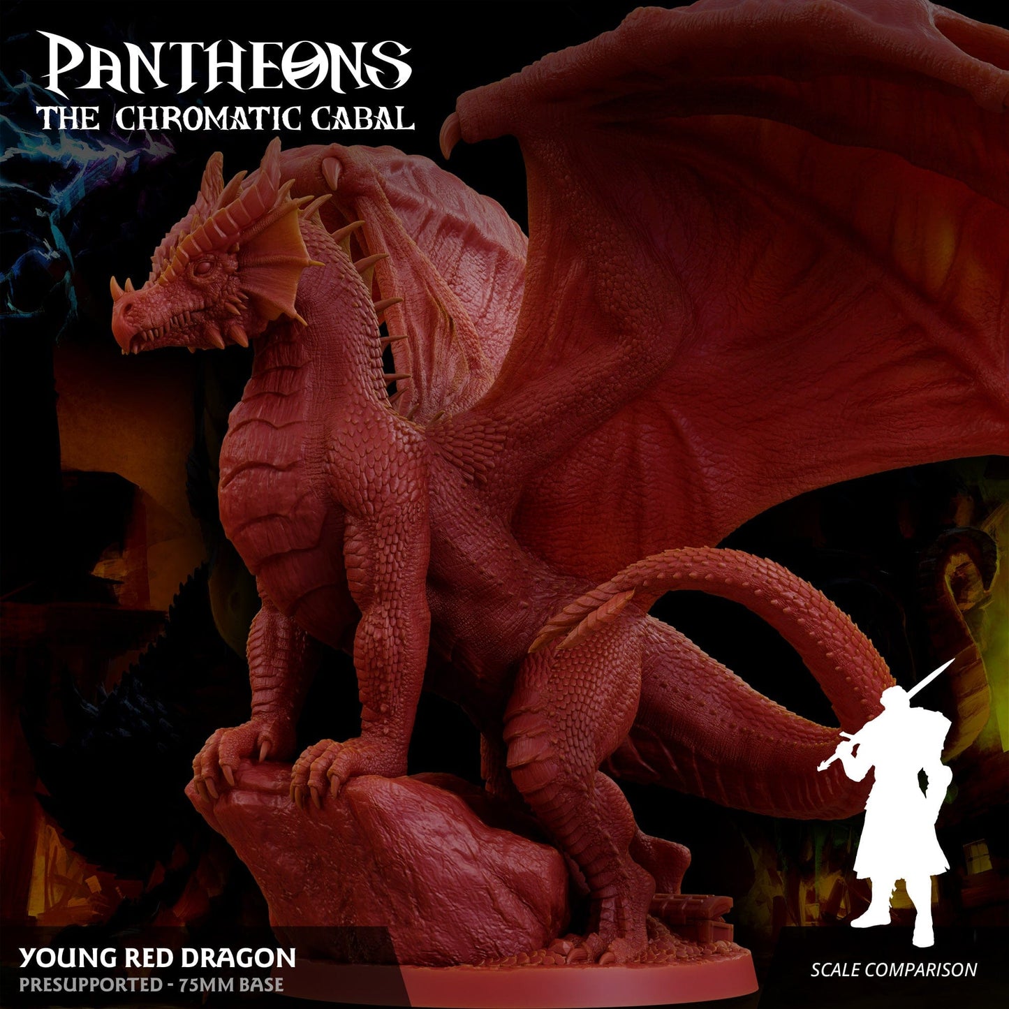 3D Printed Sordane Publishing Young Red Dragon Pantheons The Chromatic Cabal 28 32mm D&D - 3D Printing Boss 